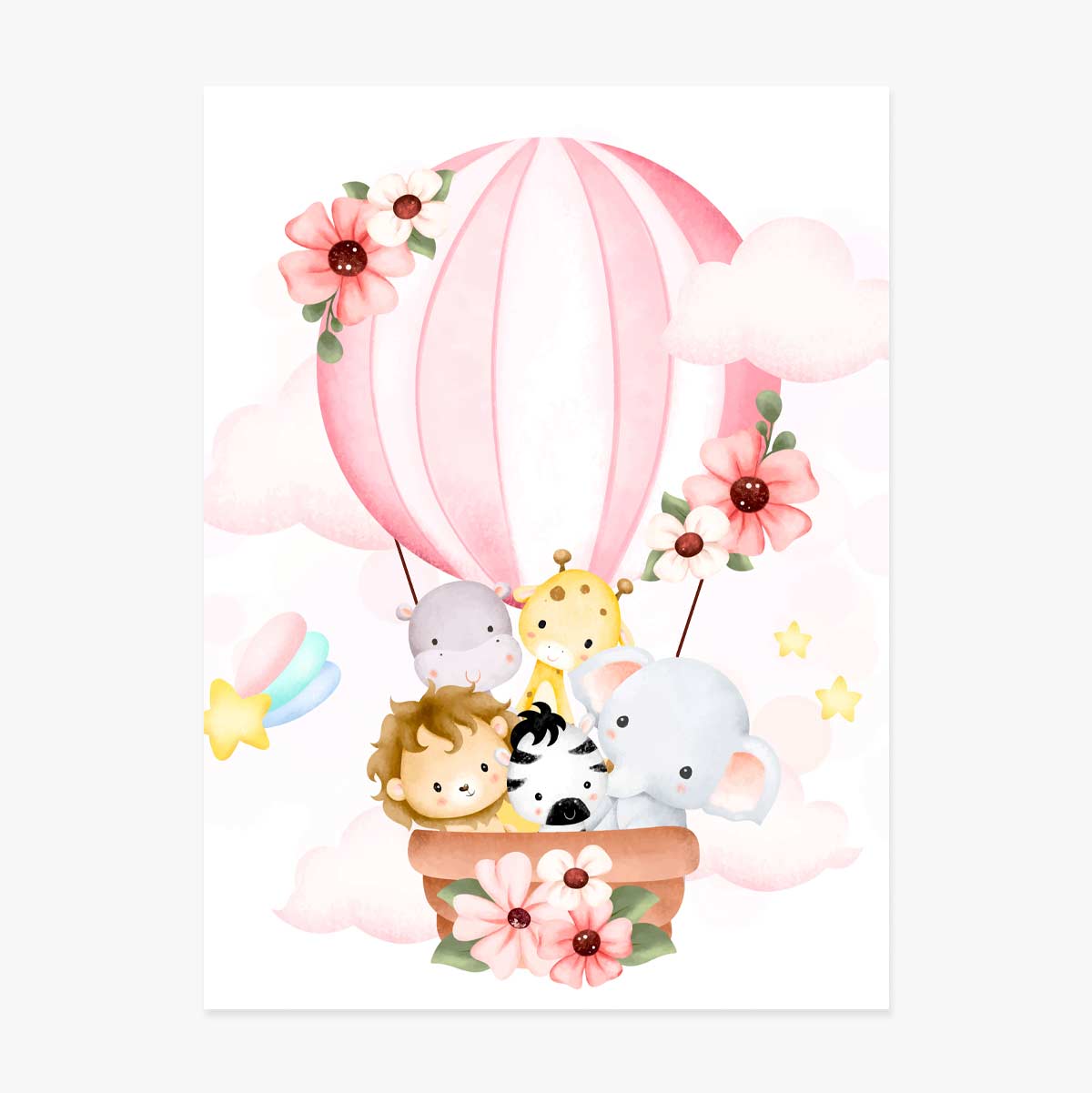Poster „Tiere im Heißluftballon“