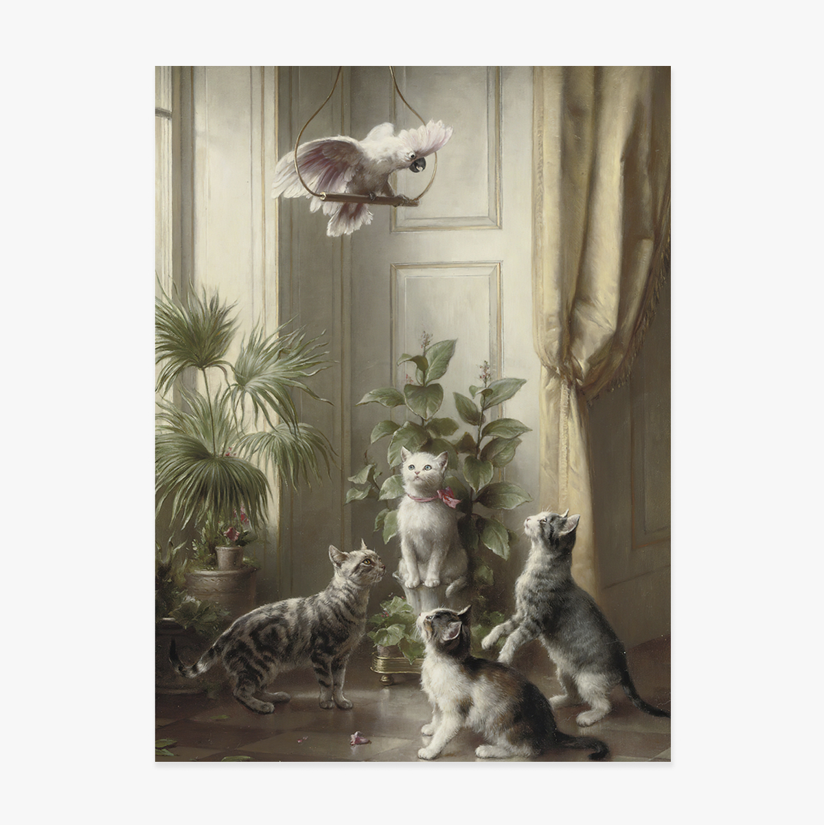 Plakat von Carl Reichert, „Katzen und Kakadu“, 1898