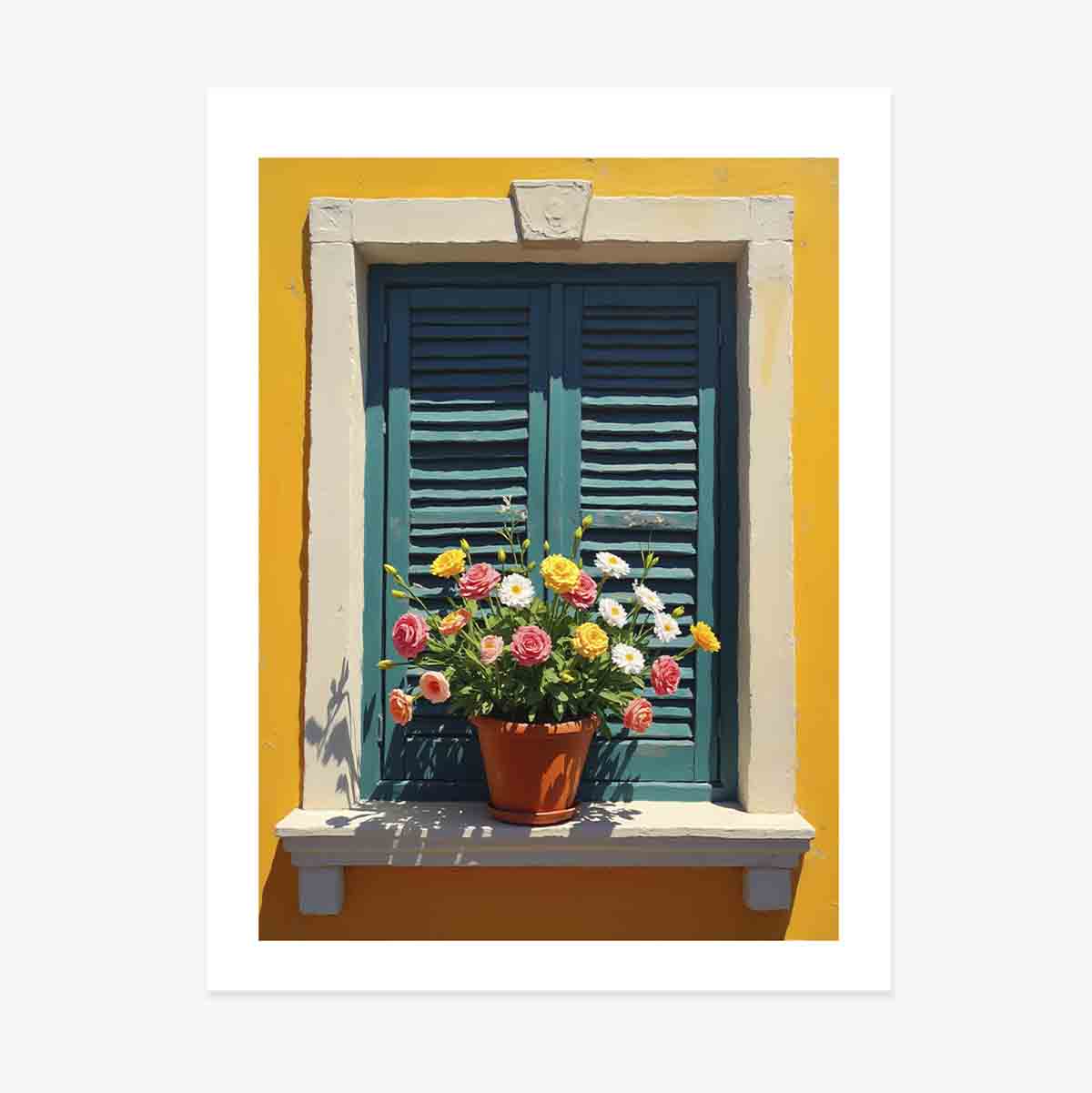 Poster: Fenster mit Blumentopf