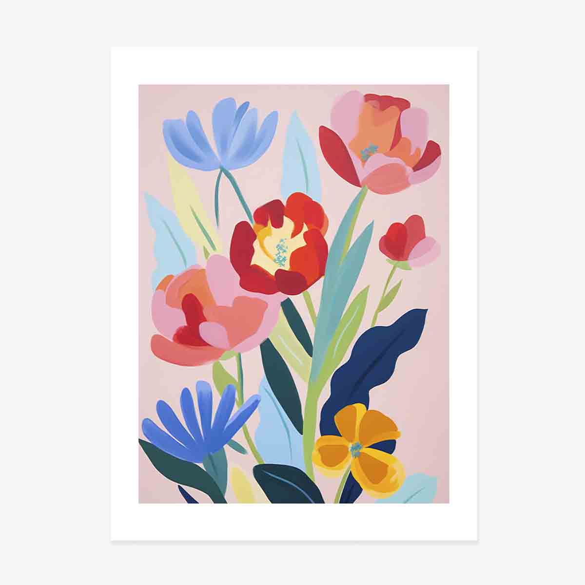 Poster mit einer Illustration von bunten Blumen, gezeichnet 2