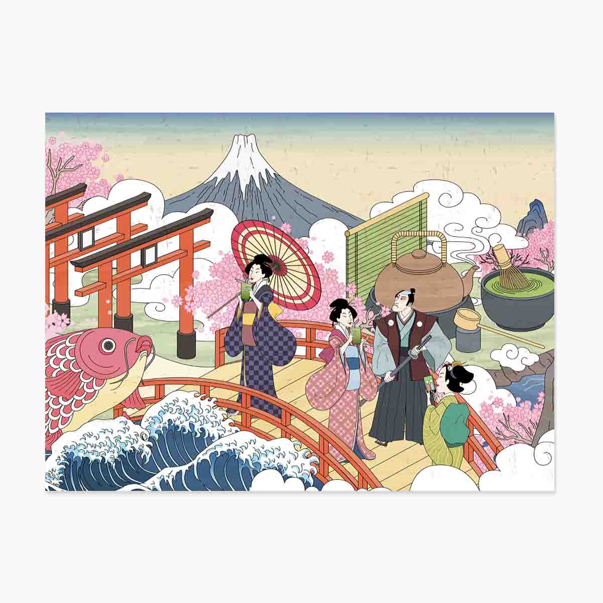 Poster mit japanischer Retro-Illustration