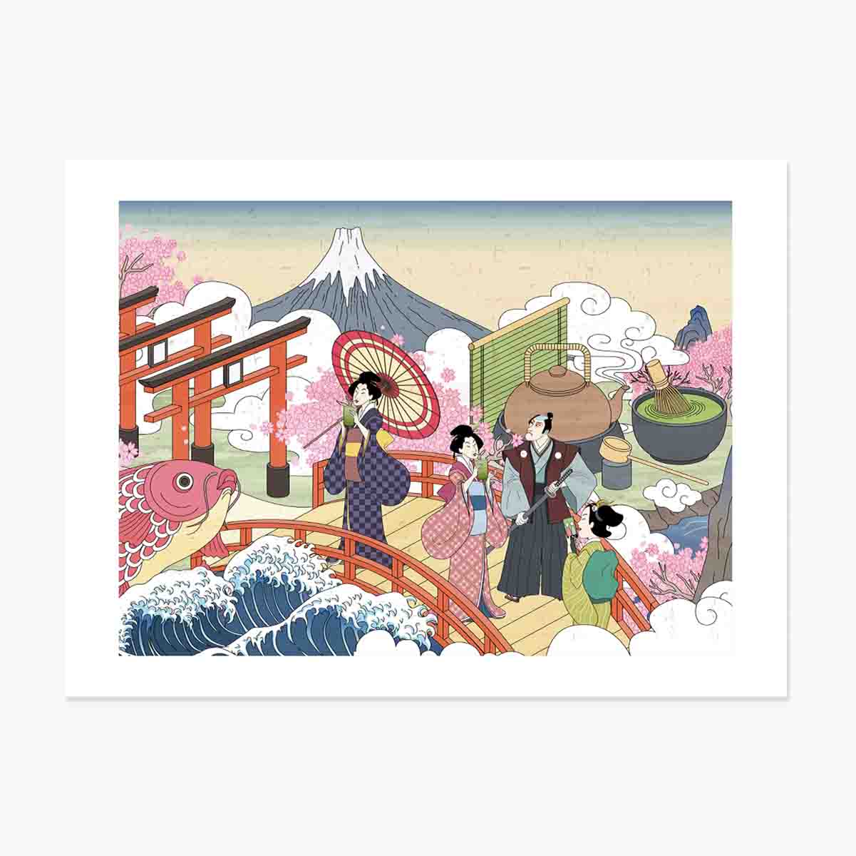 Poster mit japanischer Retro-Illustration