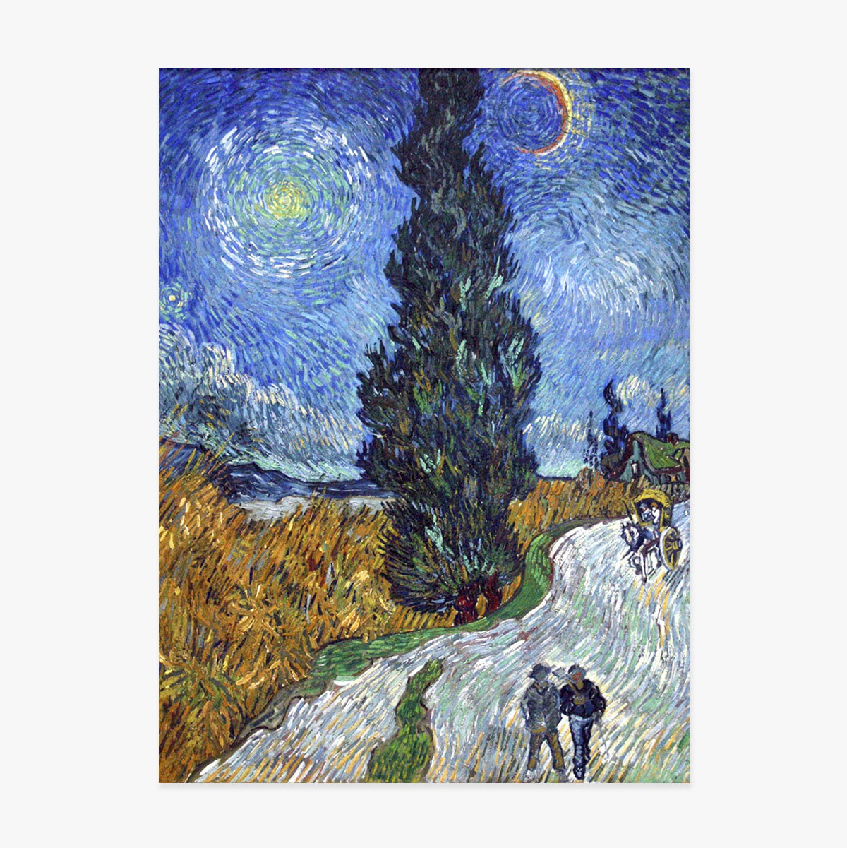 Poster von Vincent van Gogh, „Straße mit Zypressen und Stern“, 1890