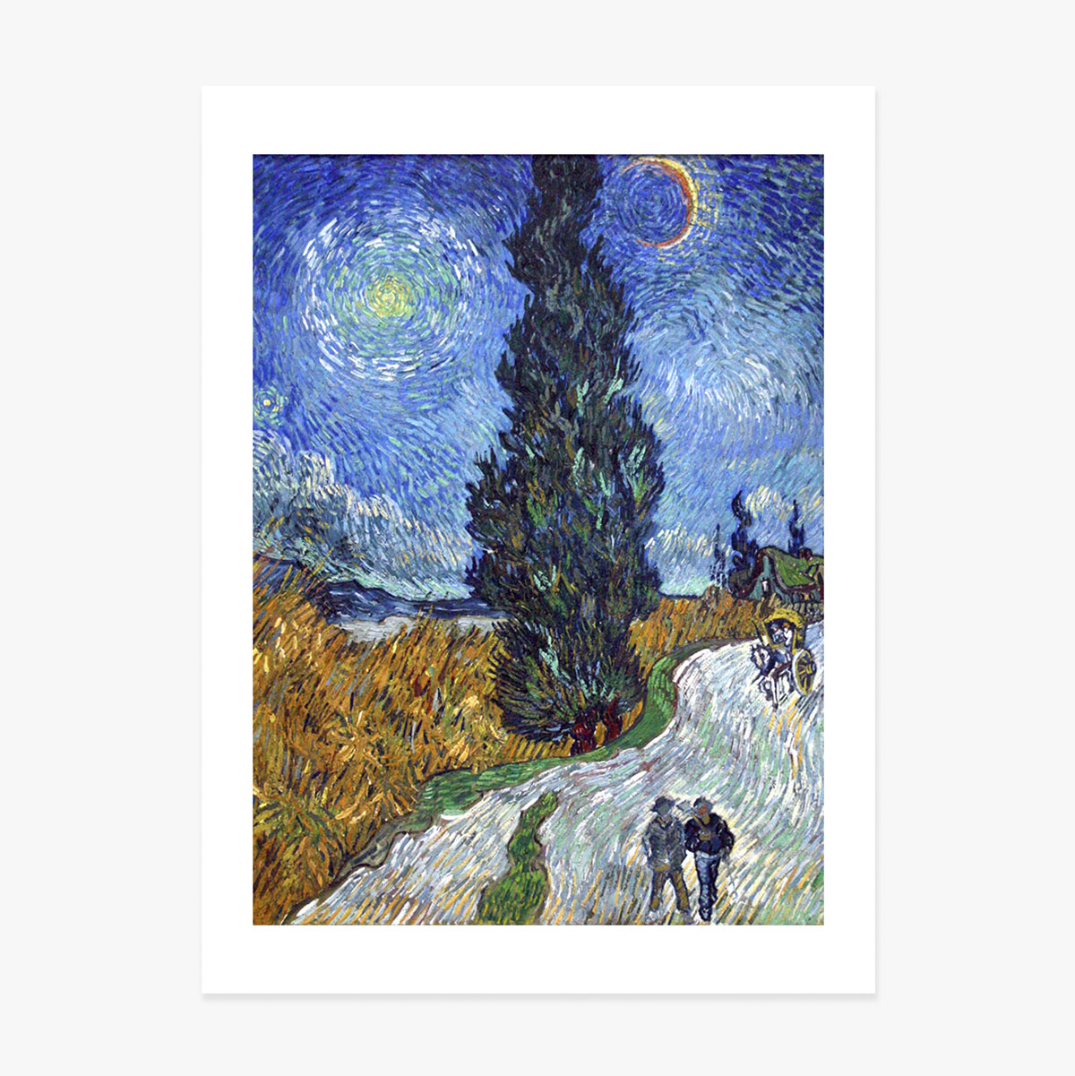 Poster von Vincent van Gogh, „Straße mit Zypressen und Stern“, 1890